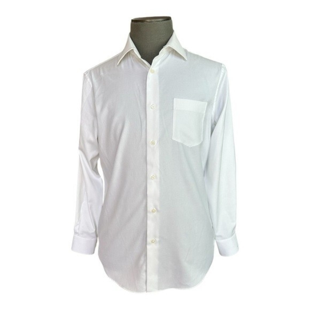 ENZO Men’s White Cotton Button Front Long Sleeve Dress Shirt Custom Fit Size M - Picture 2 of 7
